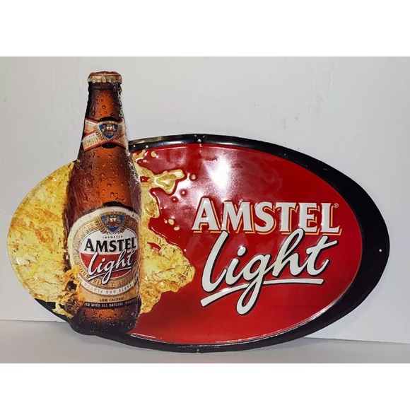AMSTEL LIGHT BEER METAL TIN SIGN OVAL SHAPED 2001 - Picture 2 of 6